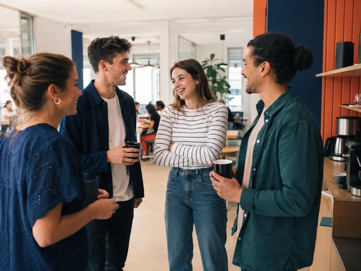 Collaborateurs COMEARTH en formation dans un open-space lumineux